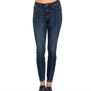 Judy Blue Lycra High Rise Dark Blue Women's Jeans With Front Seam